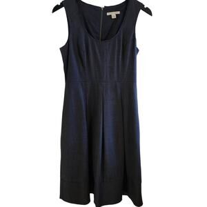 Banana Republic Fit Flare Pleated Woven Sleeveless Dress Navy Blue Womens 2